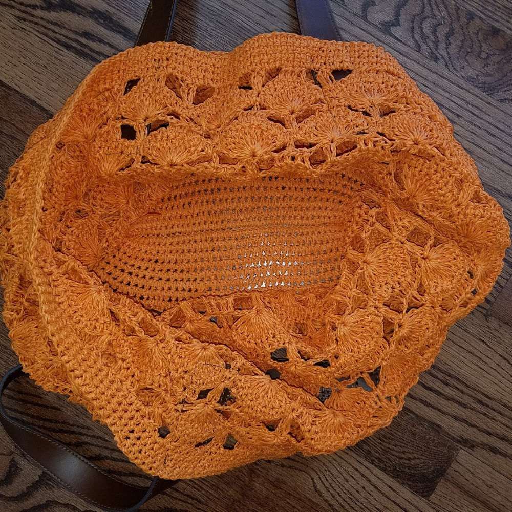 Chicos Large Orange Woven Tote - EUC - Picture 3 of 4